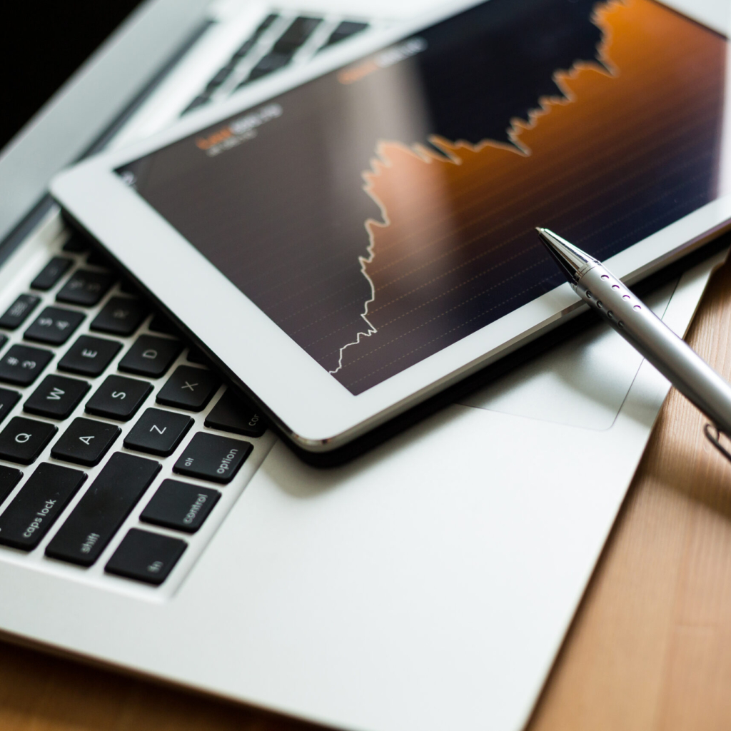 Digital tablet pc with stock market diagram