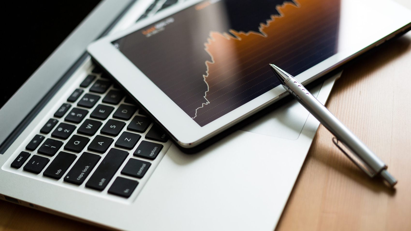 Digital tablet pc with stock market diagram